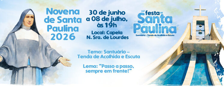 Arte oficial da Novena de Santa Paulina 2026 no Santuário Santa Paulina