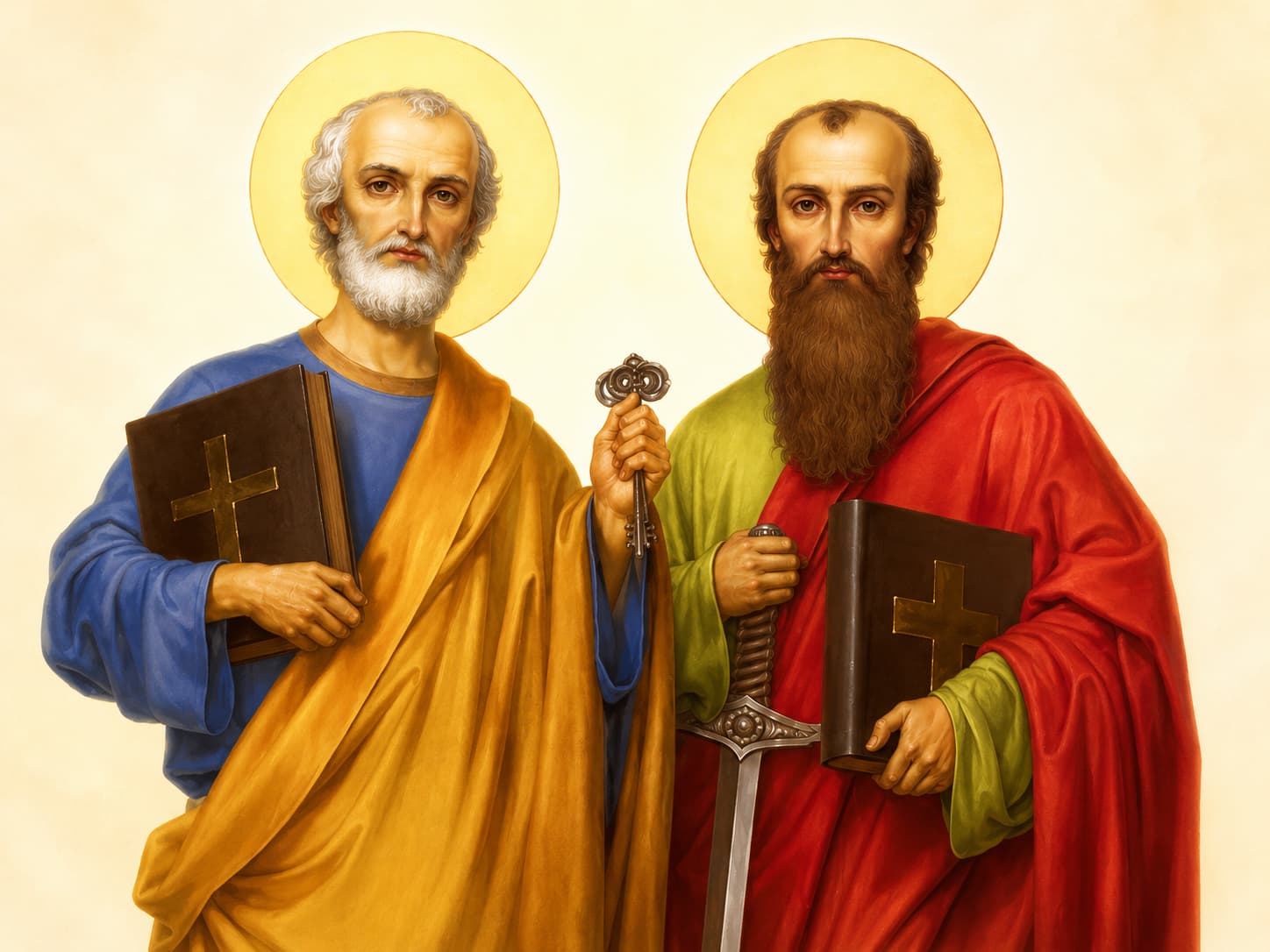 Imagem de São Pedro e São Paulo com referência ao Dia do Papa Leão XIV