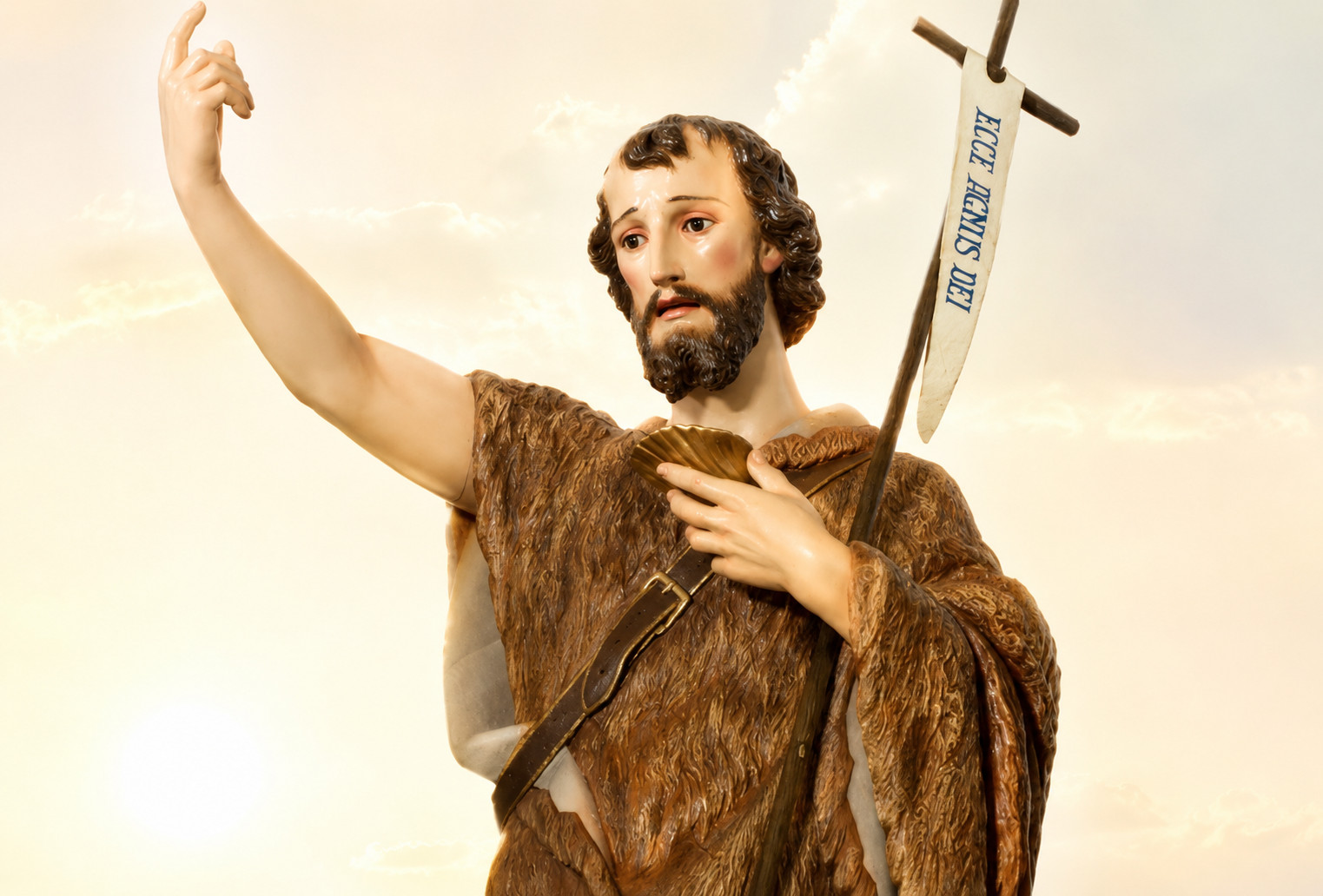 Ilustração de São João Batista batizando Jesus no rio Jordão